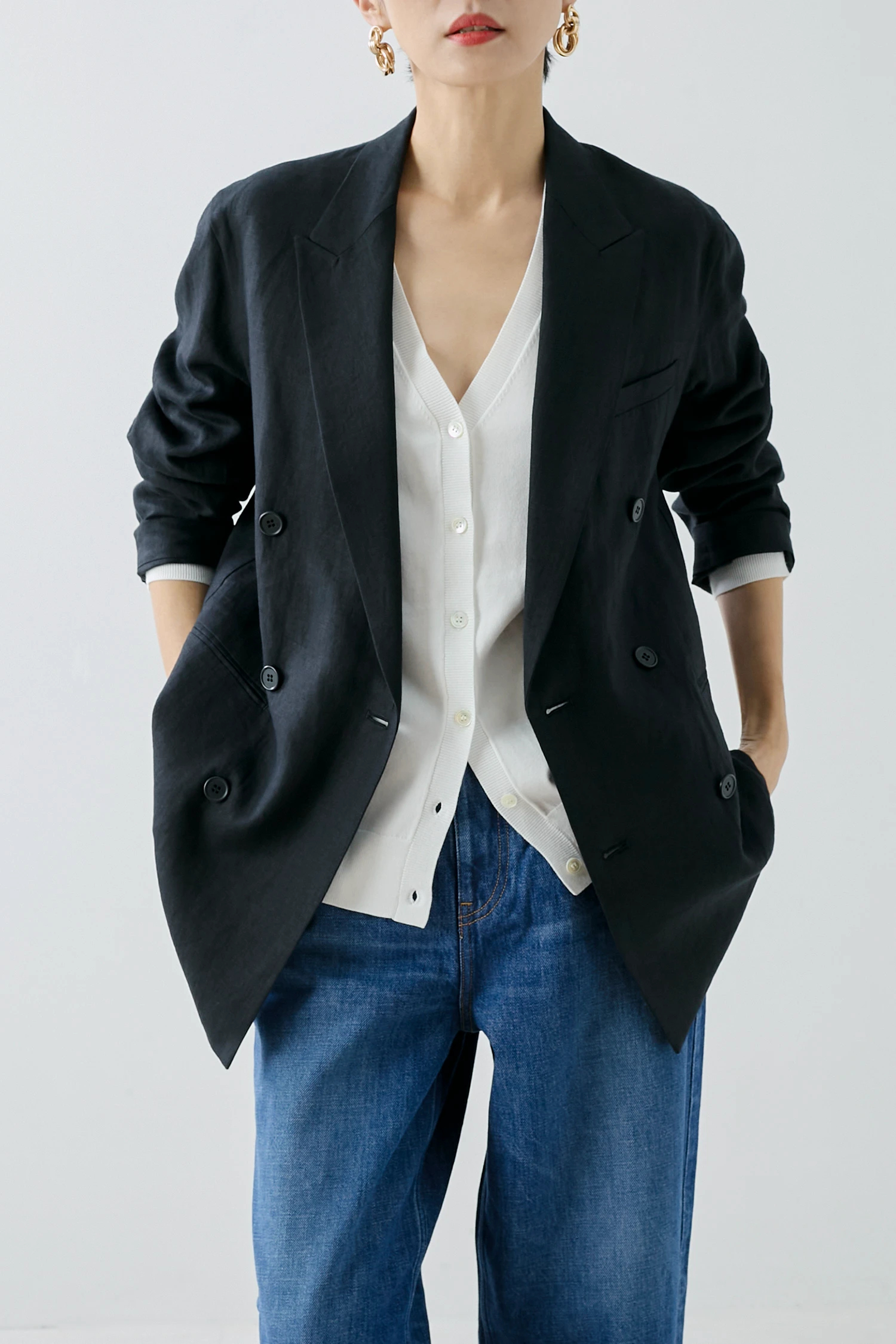 HAUNT（ハウント）｜D-BREASTED LINEN JACKETアイテムの詳細