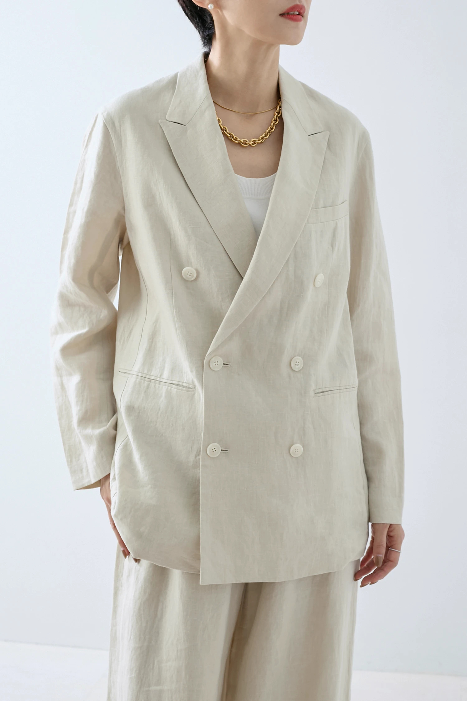 HAUNT（ハウント）｜D-BREASTED LINEN JACKETアイテムの詳細