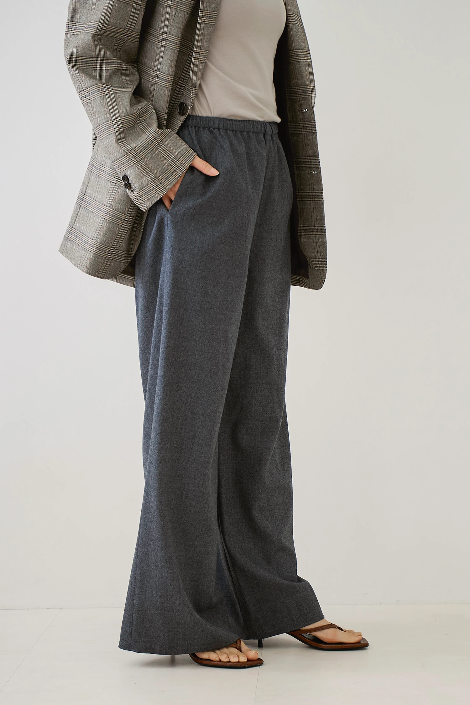 HAUNT ハウント オールインワン ワイドパンツ 25ss チャコールグレー HAUNT（ハウント）｜EASY PANTSアイテムの詳細 | GUESTLIST TOKYO