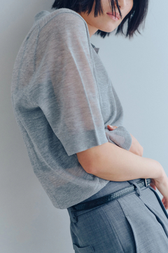 FAKE LAYERED BUTTON KNIT TOPS/フェイクレイヤードボタンニット