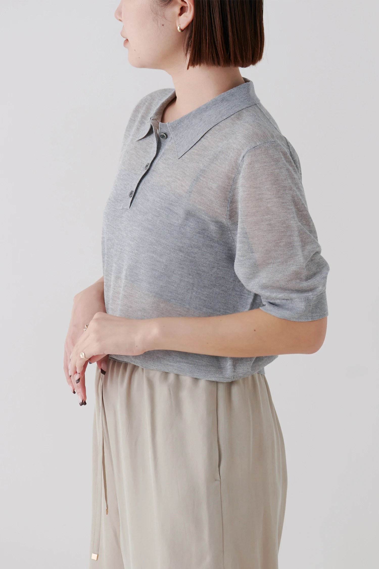 STATE OF MIND（ステートオブマインド）｜sheer lame polo knit