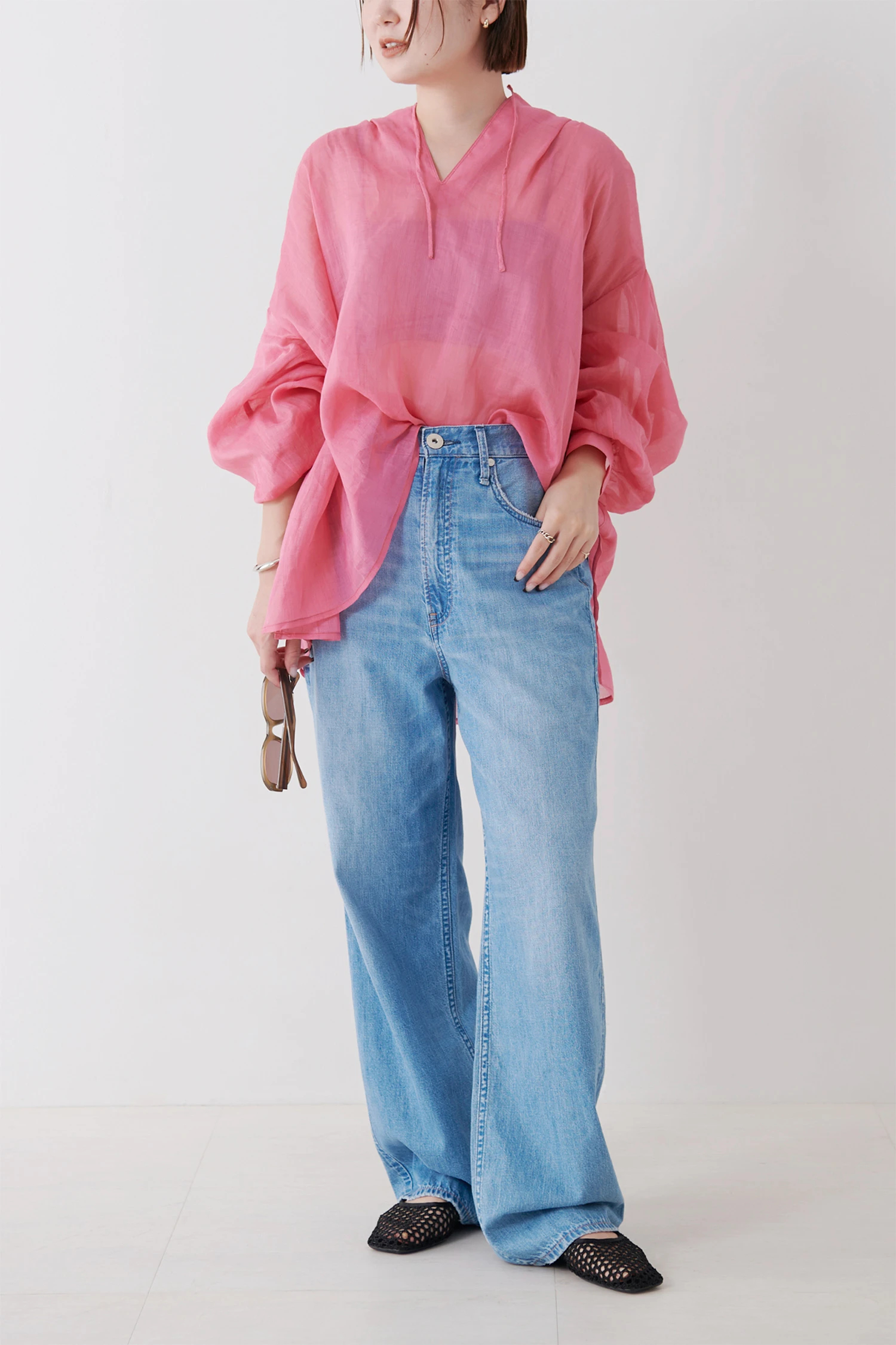STATE OF MIND（ステートオブマインド）｜linen sheer blouse