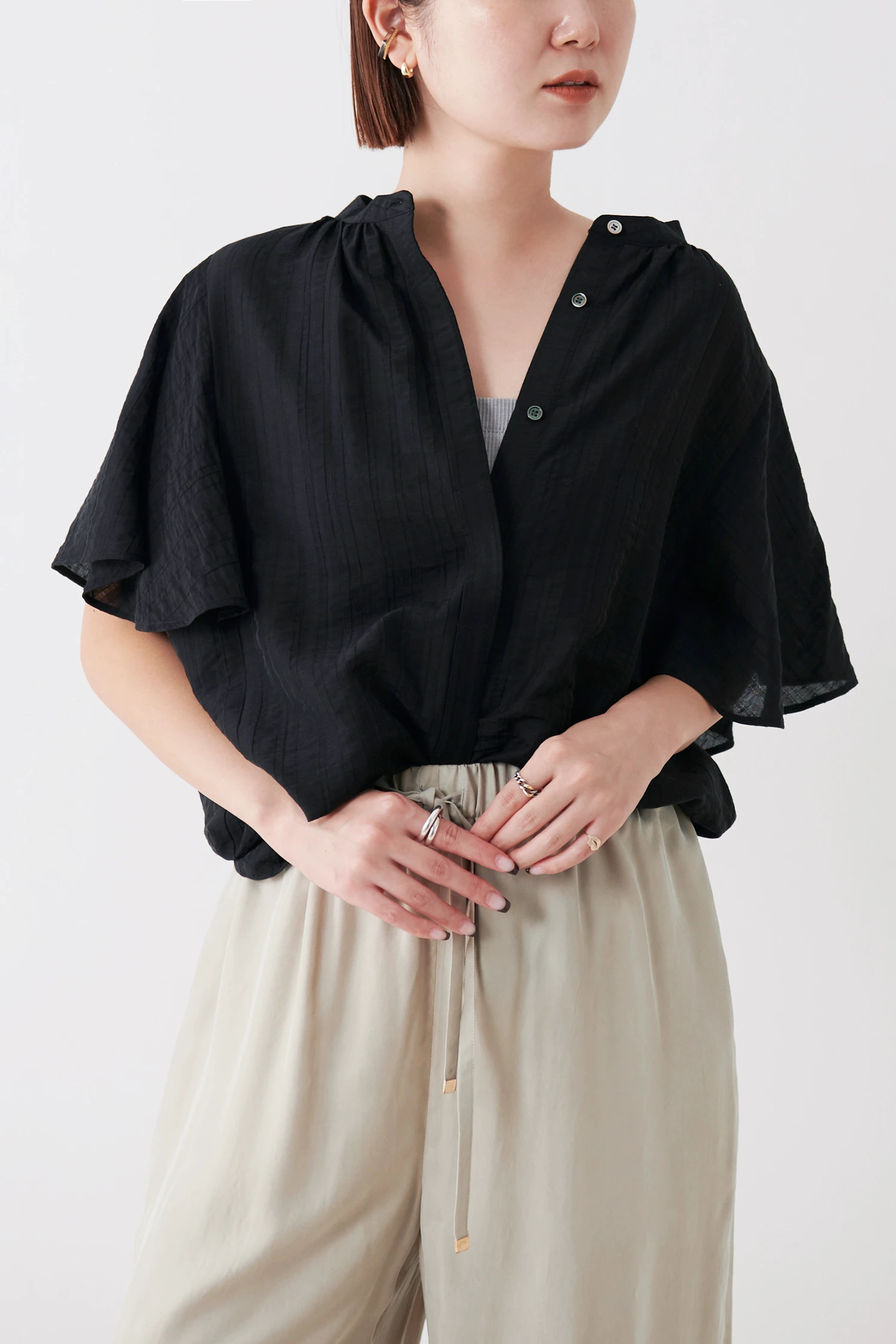 STATE OF MIND（ステートオブマインド）｜sheer stripe blouse