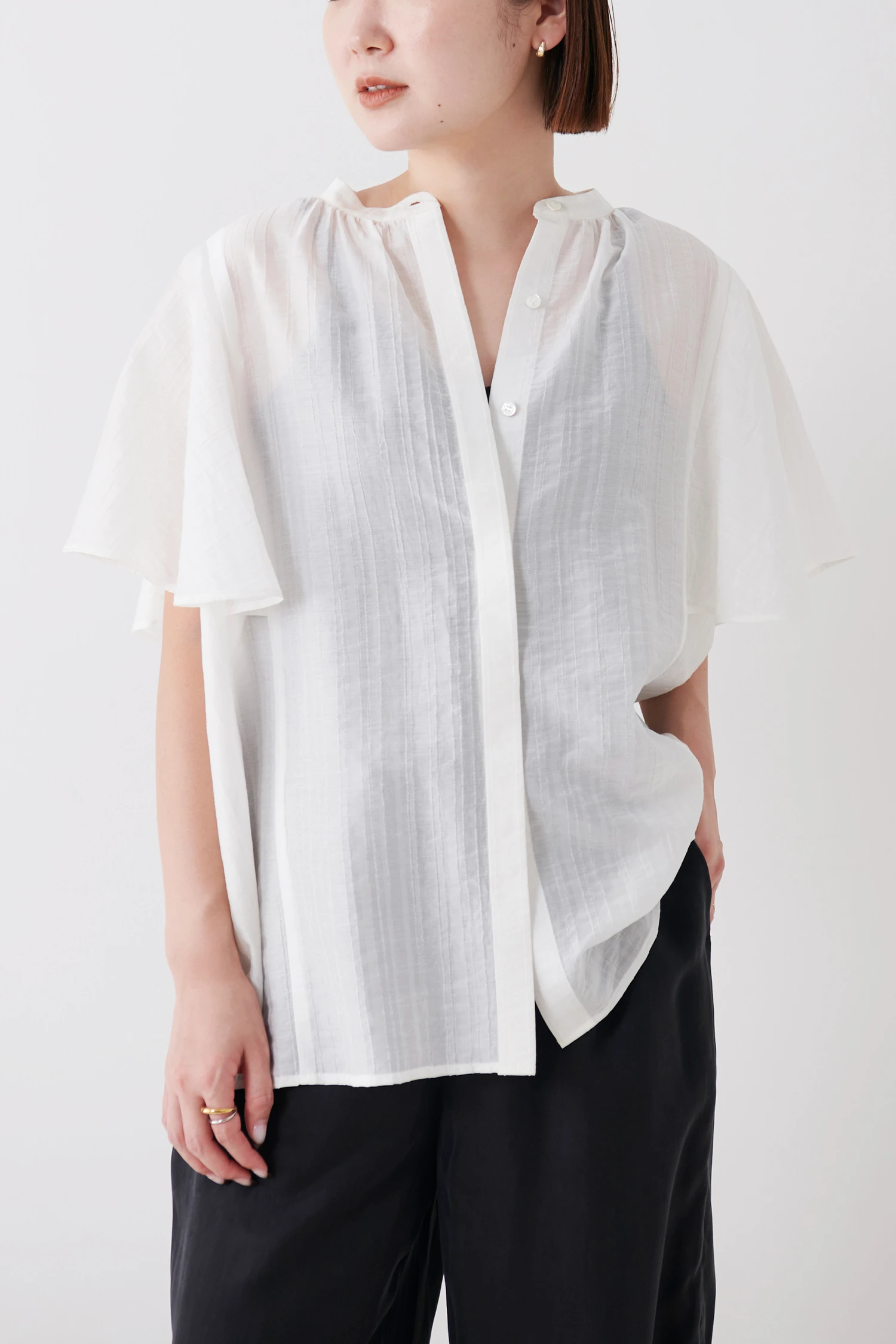 STATE OF MIND（ステートオブマインド）｜sheer stripe blouse