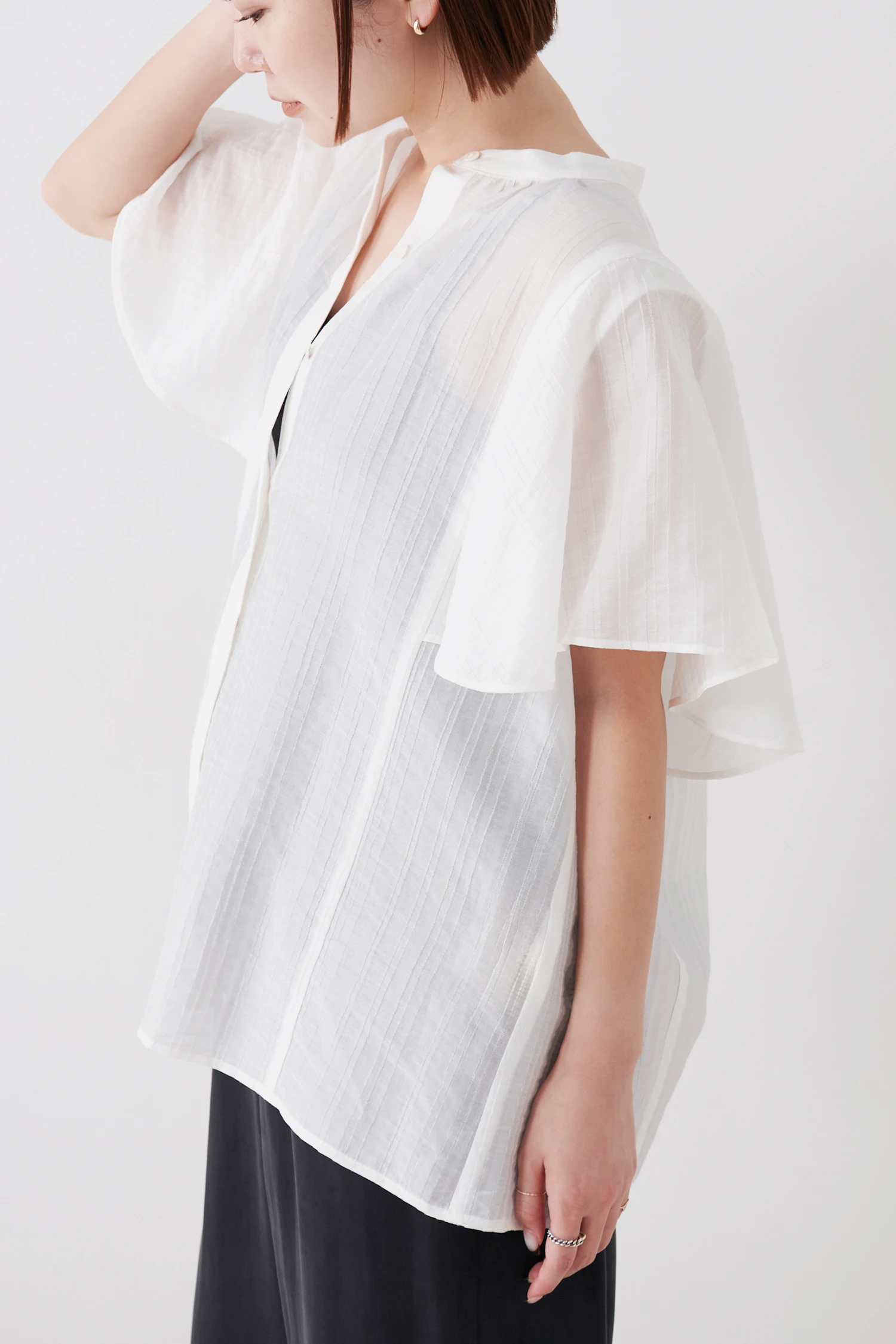 STATE OF MIND（ステートオブマインド）｜sheer stripe blouse