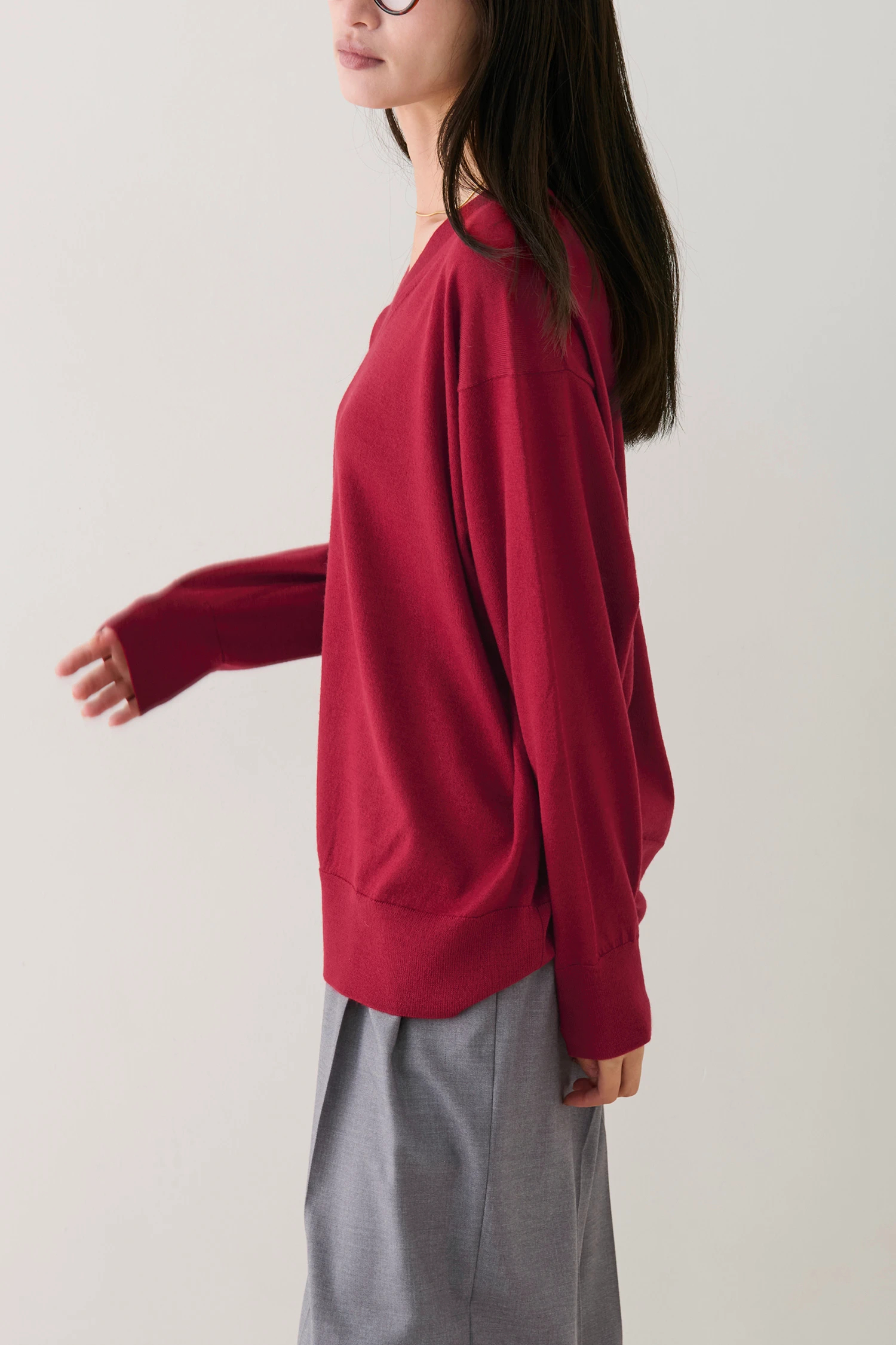 【新品未使用✨】nagonstans layered-neck pullover Gyrans 2024 Women's Long Sleeve Striped Sweater Turtleneck