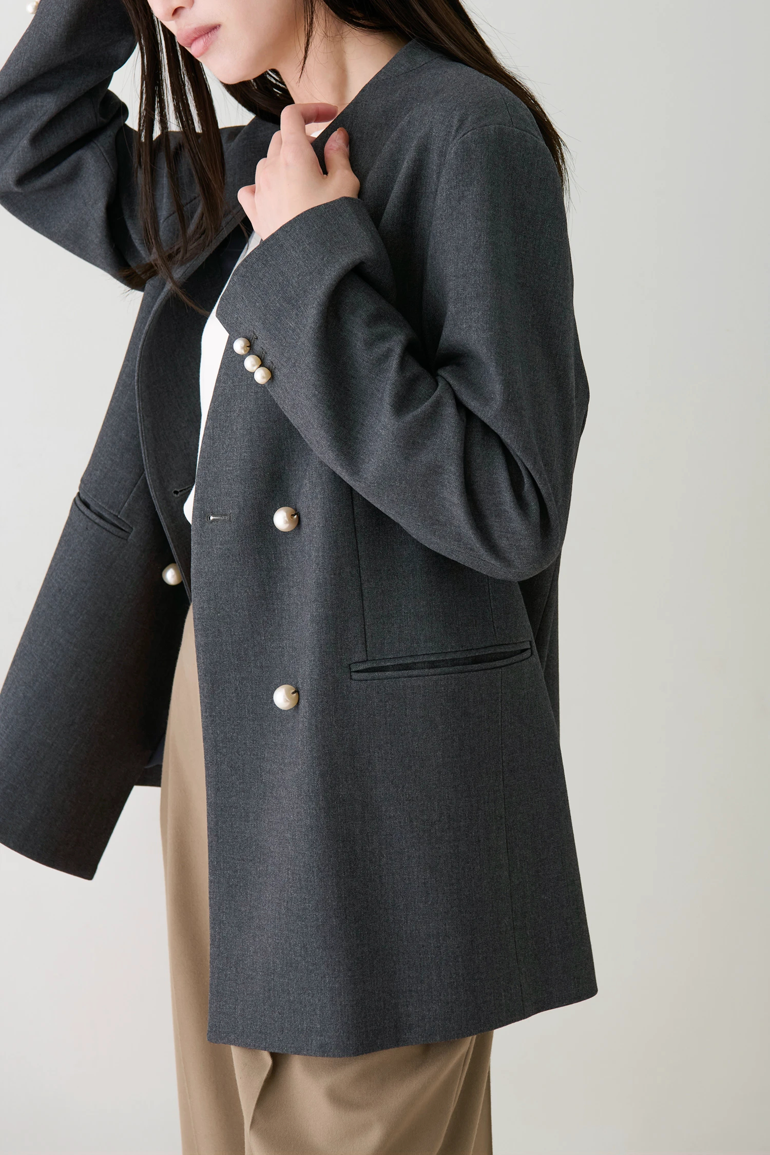 ジャケット・アウター toa 6W SOCCER CORDUROY OVERSIZE NOTCHED LAPEL JACKET(M Black): S'YTE