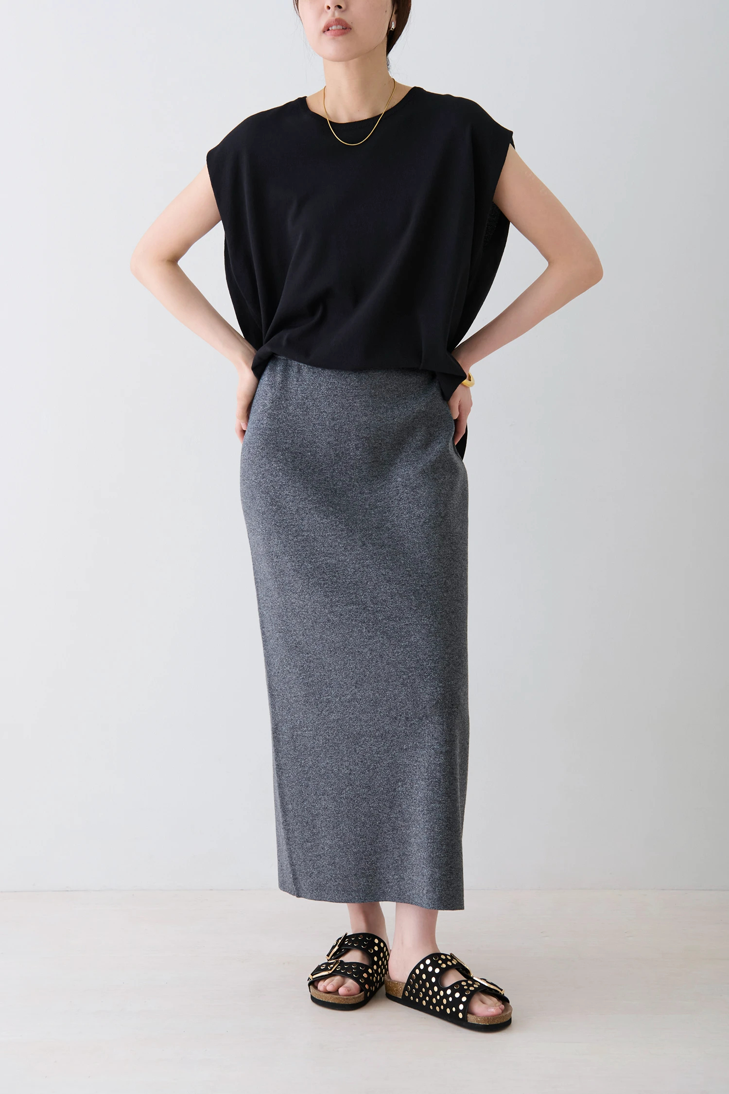 STATE OF MIND（ステートオブマインド）｜lame knit skirt