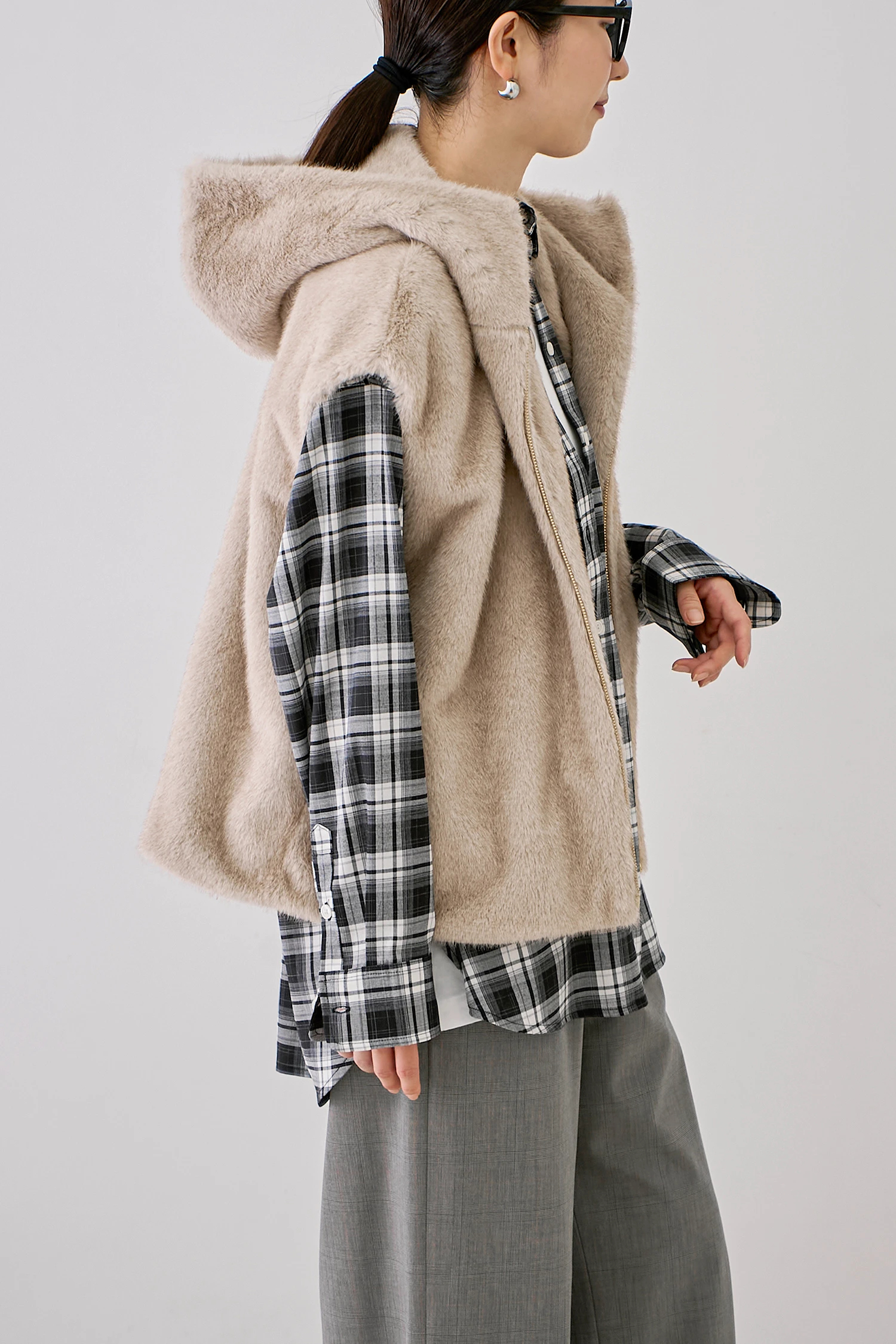 The amimals observatory / ベスト STATE OF MIND（ステートオブマインド）｜fur hoodie vestアイテムの