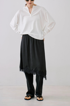 STATE OF MIND(ステートオブマインド) |satin lace skirt