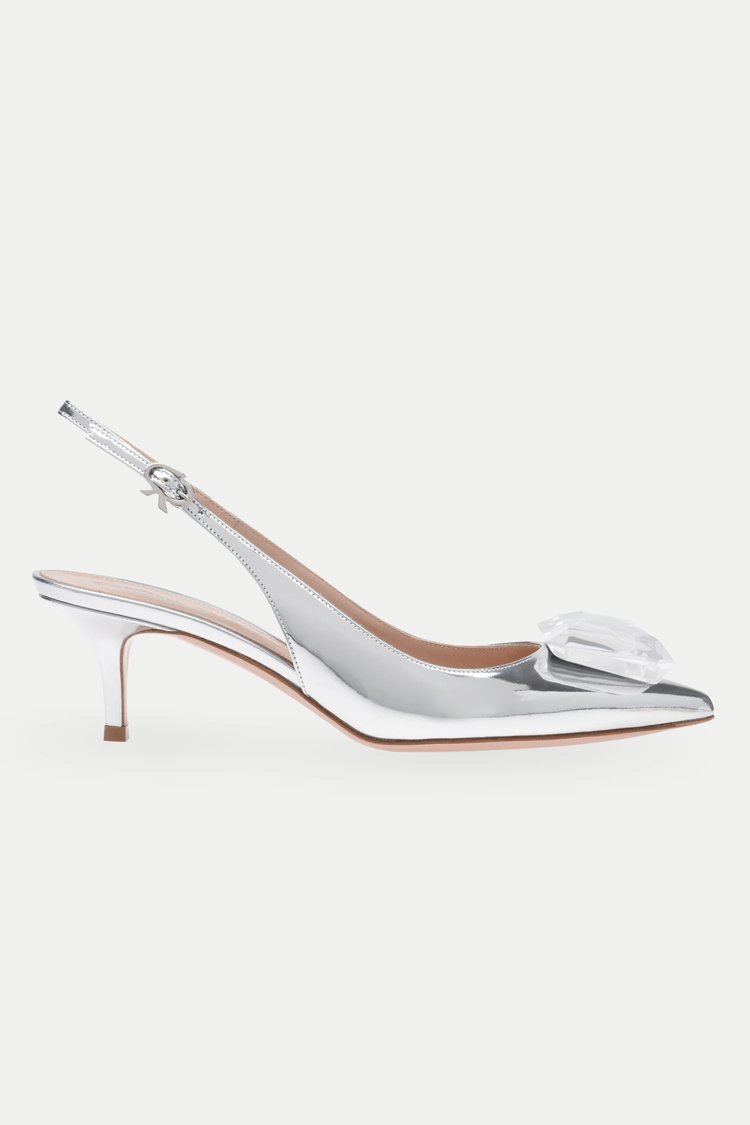フォロー割あり　Gianvito Rossi シルバー スリングバックサンダル フォロー割あり Gianvito Rossi シルバー スリングバック