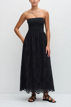 MATTEAU(マトー) |Strapless Knit and Broderie Dress