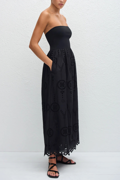 MATTEAU(マトー) |Strapless Knit and Broderie Dress