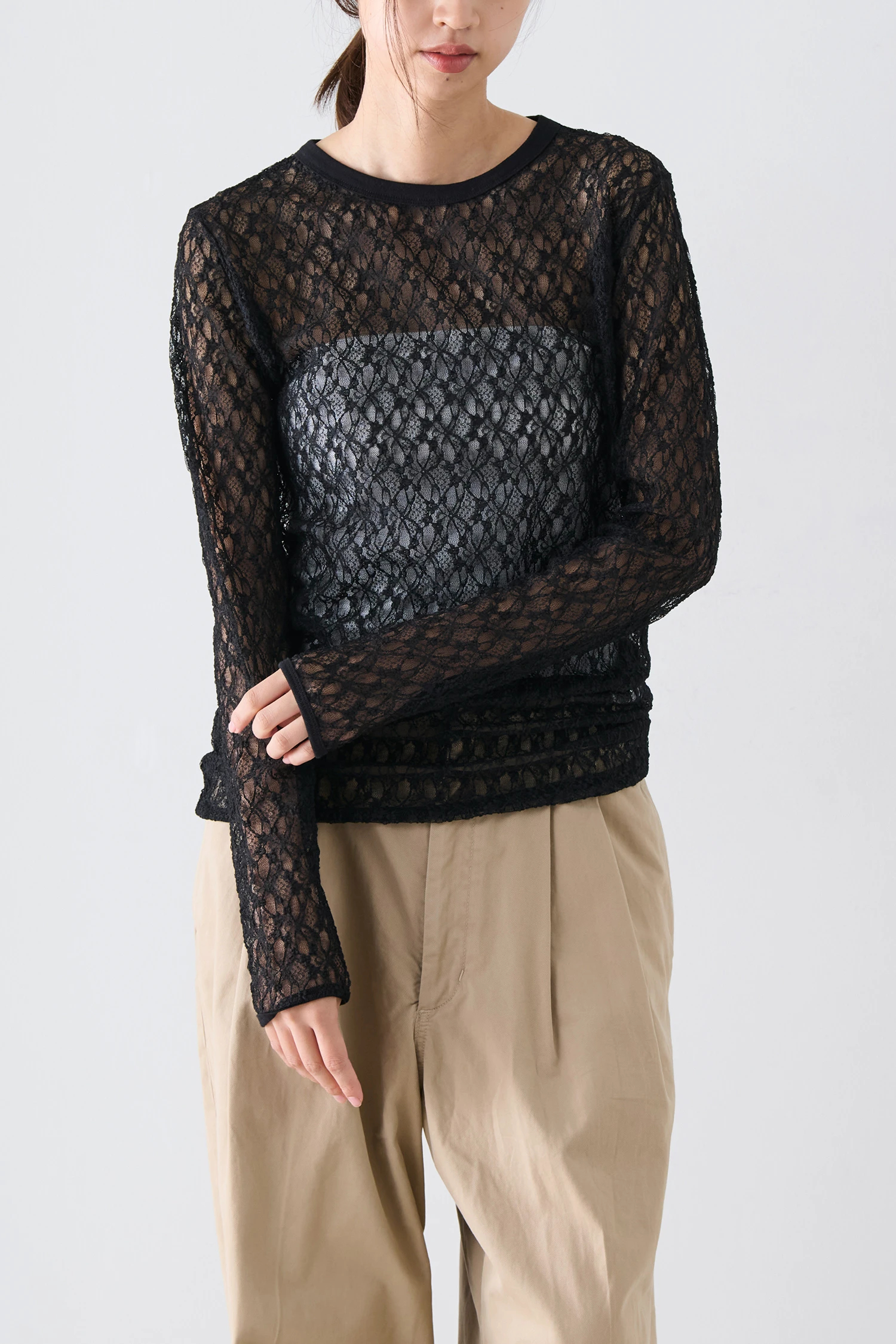 FRAMeWORK IRONING flower lace ロングスリーブ ≪追加予約≫IRONING/アイロニング flower lace ロングスリーブ