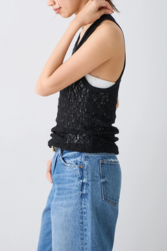 IRONING(アイロニング) |floral shirred lace tank