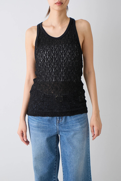 IRONING(アイロニング) |floral shirred lace tank